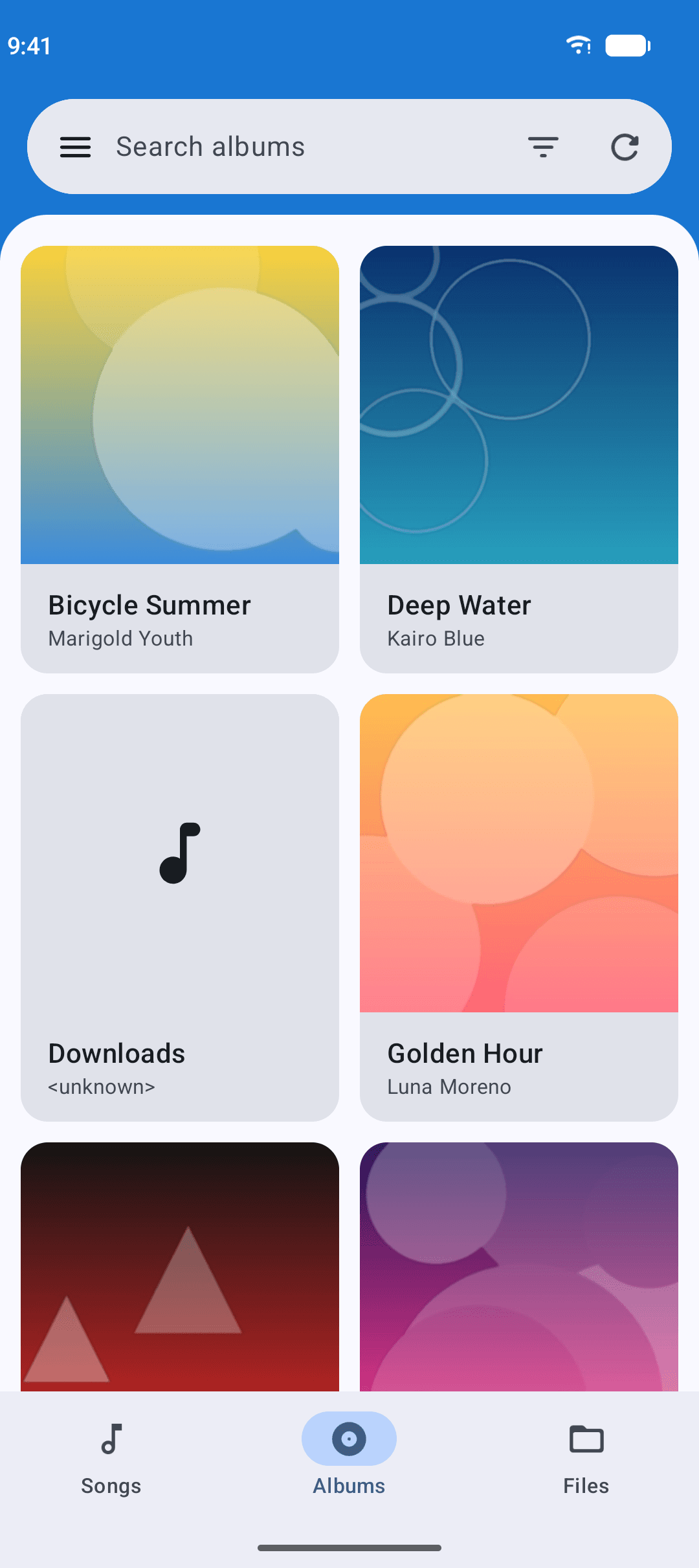 Album grid with cover art