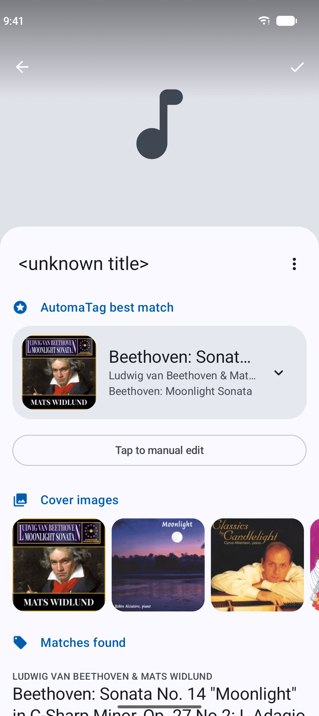 Online tag matches and cover art